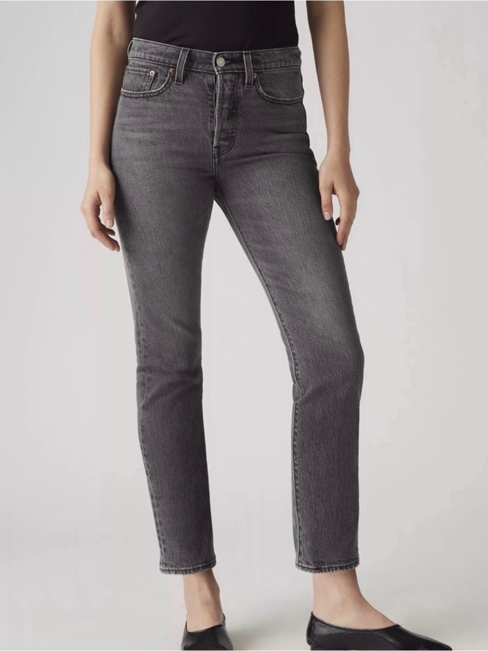 Levi's Black Washed Straight Leg Jeans